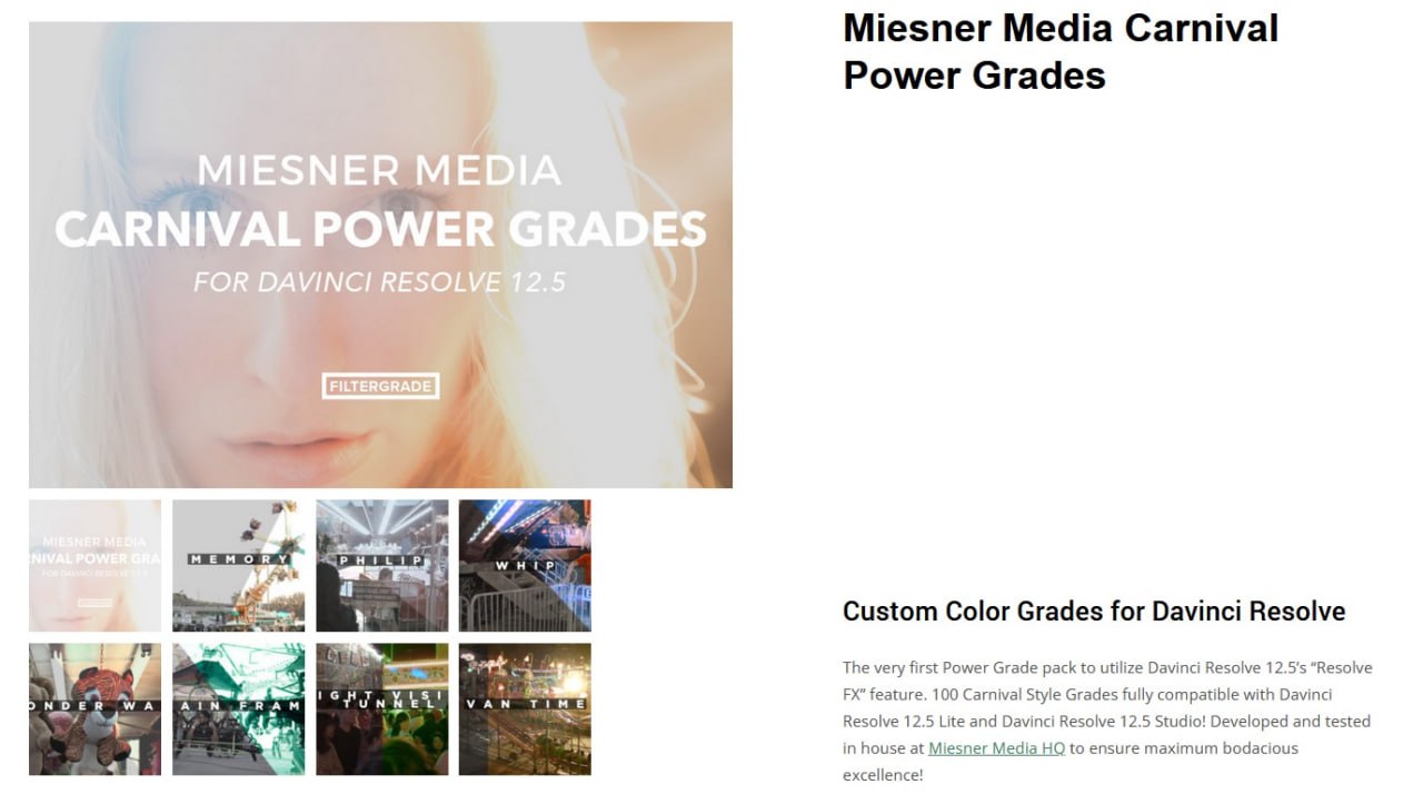 Filtergrade - Meisner Media Carnival Powergrades for DVR